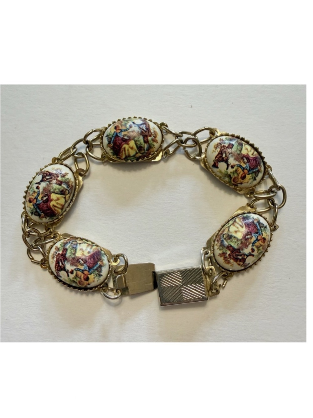 Vintage Fragonard Bracelet Courting Couple Limoges